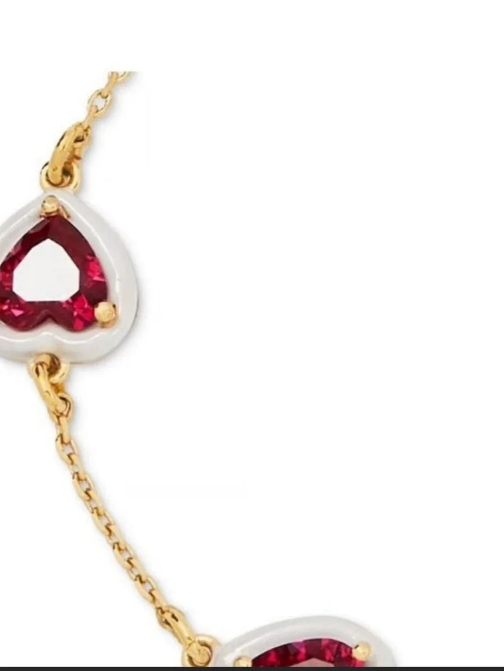 kate spade Sweetheart gold-plated Bracelet with red heart stones and white frame - Picture 3 of 3